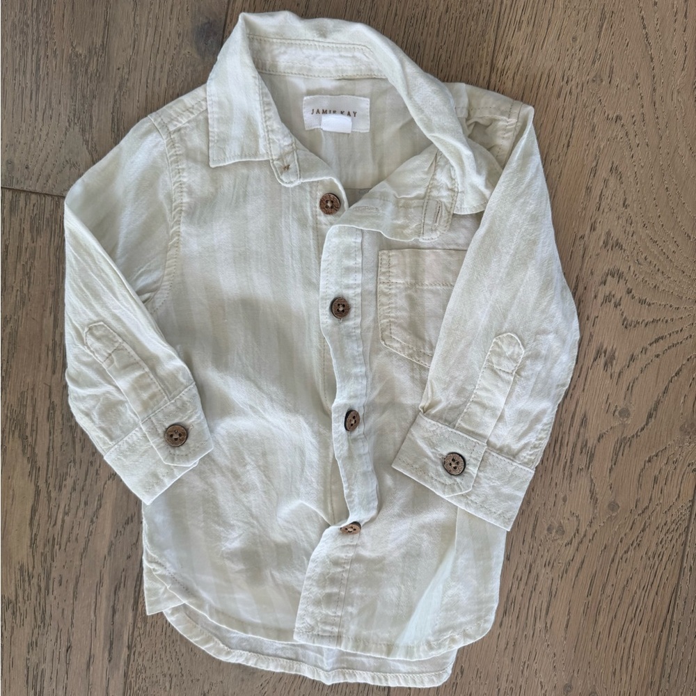 Jamie Kay Boys Striped Button Down Shirt Size 3/6months